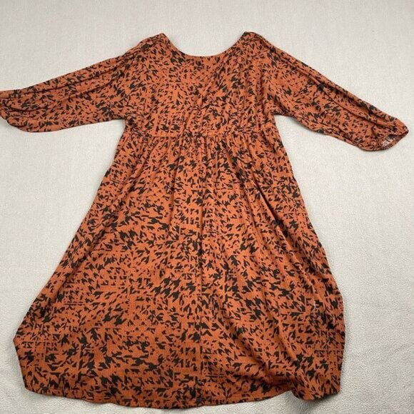 Ava & Viv Women's size XXL Brown Pattern Textured Dress plus,Pockets,V-Neck - Picture 9 of 14